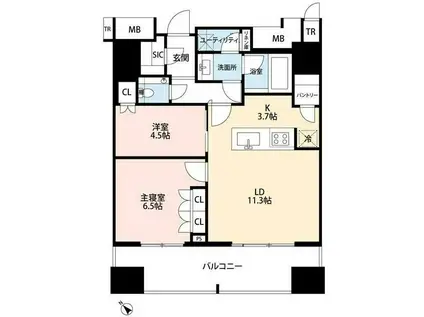 プラウドタワー渋谷(2LDK/5階)の間取り写真