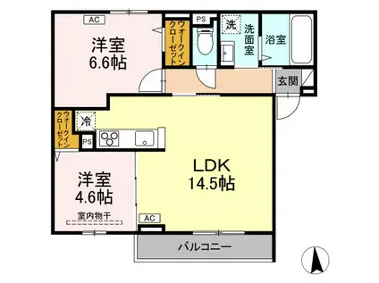 RESUA向中野 A棟(2LDK/2階)の間取り写真