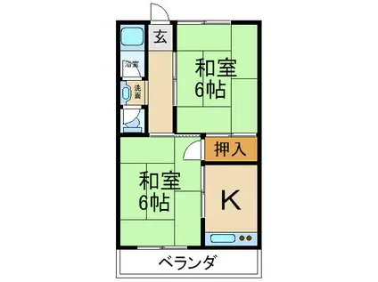仲マンション(2K/2階)の間取り写真
