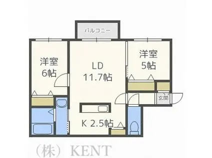 RTL 西町(2LDK/3階)の間取り写真