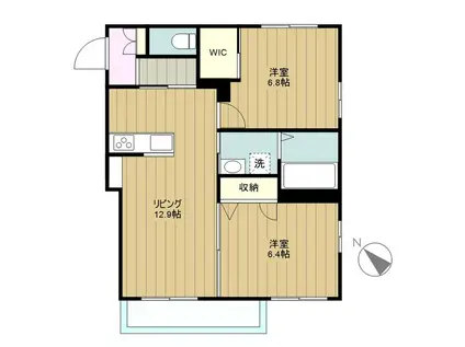 VERFORET(2LDK/2階)の間取り写真