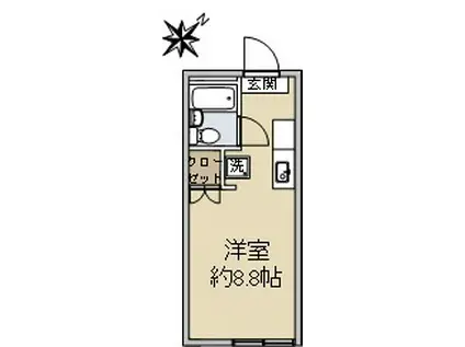 SUN HILLS(1K/1階)の間取り写真