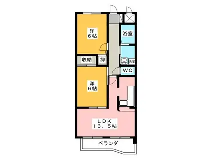 エクセレンス堀 B(2LDK/3階)の間取り写真