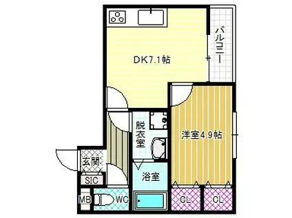 ステラウッド惣社I(1DK/2階)の間取り写真