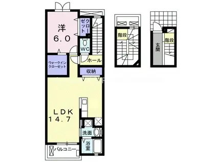 ボニート I(1LDK/3階)の間取り写真