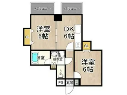 CITY SPIRE難波プレミア(2DK/3階)の間取り写真