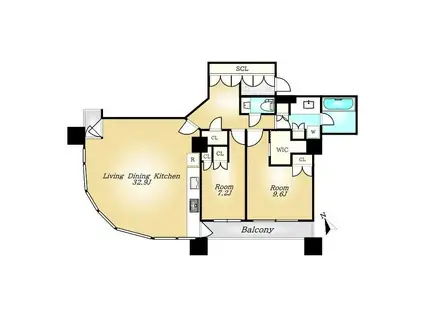 東京ツインパークスレフトウイング(2LDK/29階)の間取り写真