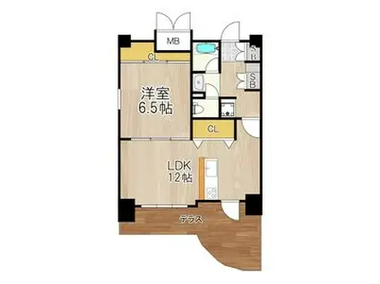 CITY SPIRE桜川I(1LDK/1階)の間取り写真