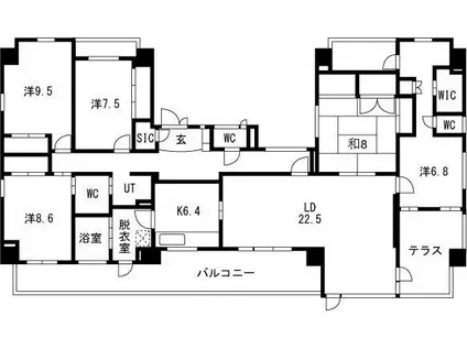 セイザンコート(5LDK/5階)の間取り写真