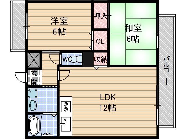 フォーチュンIV(2LDK/1階)の間取り写真