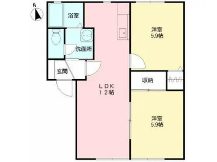 ヴェールヤマシタ(2LDK/1階)の間取り写真