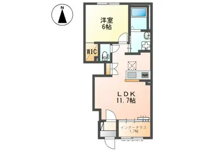 ル シエル(1LDK/1階)の間取り写真
