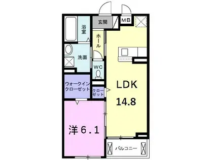 ヴィラ シェリールII(1LDK/3階)の間取り写真