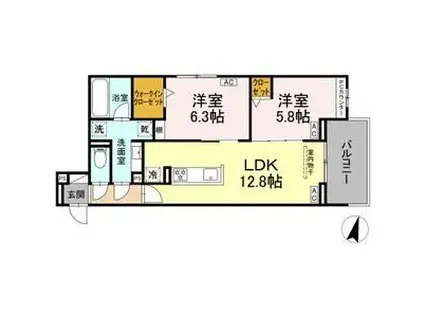 LUVITA上社(2LDK/2階)の間取り写真