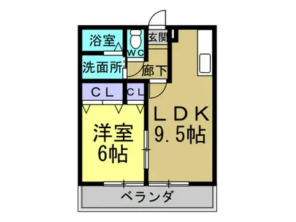 アムールハイツII(1LDK/2階)の間取り写真