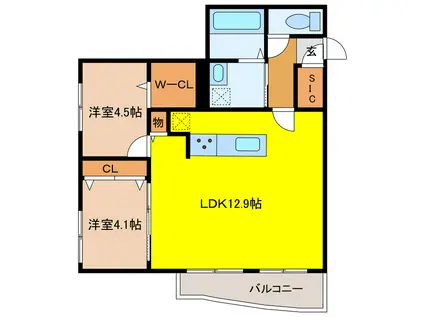 末広4丁目MS(2LDK/4階)の間取り写真