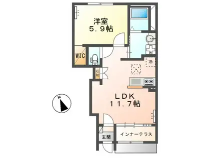 壬生町II期アパート(1LDK/1階)の間取り写真