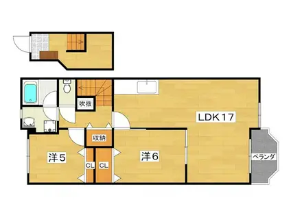 シャン・ド・フルールI番館(2LDK/2階)の間取り写真