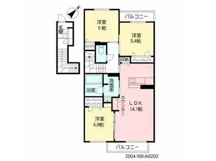 アミコートI(3LDK/2階)の間取り写真