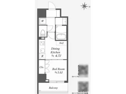 ALPHA PRIME東陽町(1DK/1階)の間取り写真