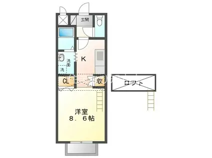 リフレックス ケイ(1K/2階)の間取り写真