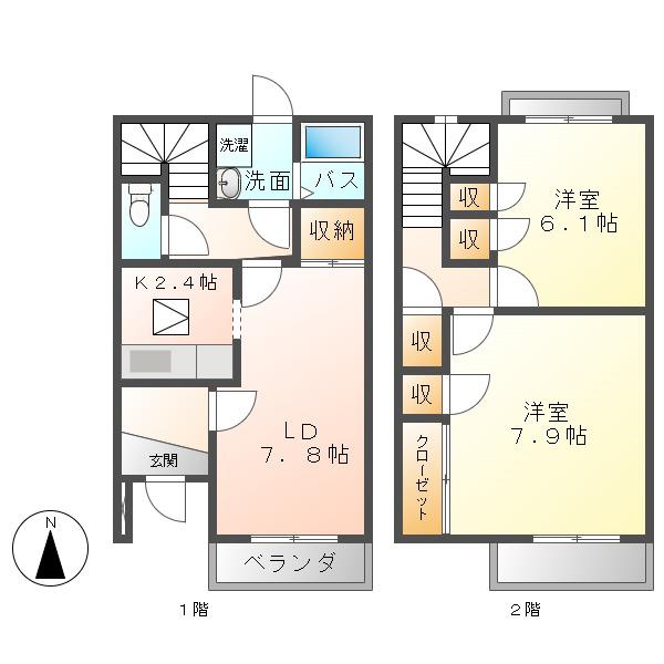 SUNNY PLACEB(2LDK/1階)の間取り写真