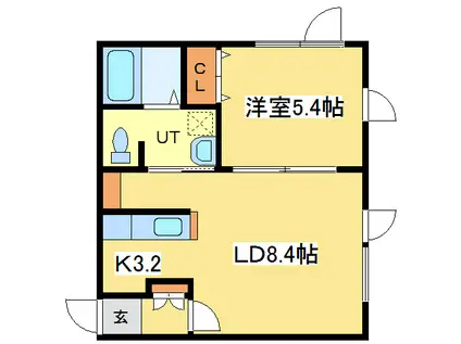 ブランノワールF(1LDK/3階)の間取り写真