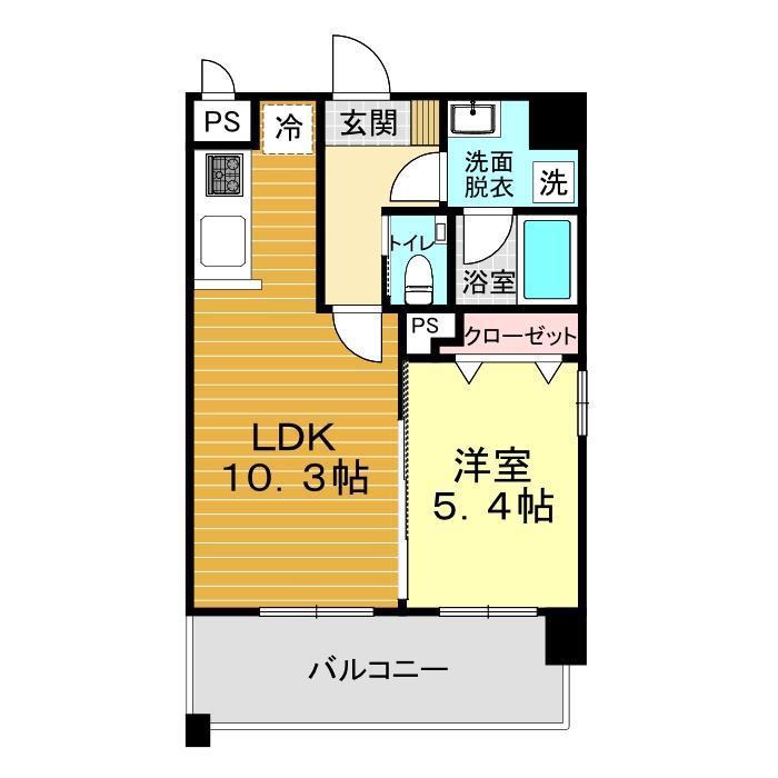 グランレーヴ中之町(1LDK/4階)の間取り写真