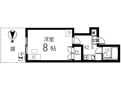 衣笠ハイツ司(1K/1階)の間取り写真