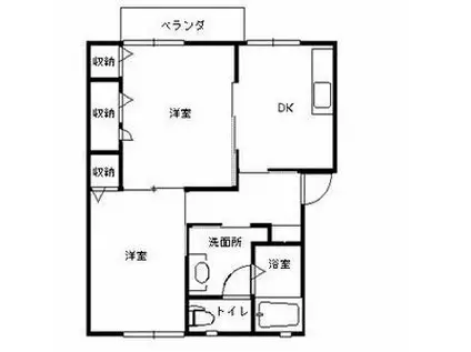 グリムハウス A(2DK/1階)の間取り写真