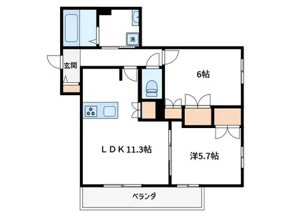 シーズガーデン(1SLDK/2階)の間取り写真