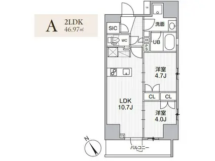 グランエール西日暮里ノース(2LDK/5階)の間取り写真