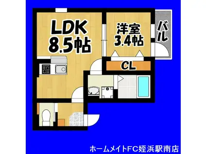 TASTE次郎丸(1LDK/1階)の間取り写真