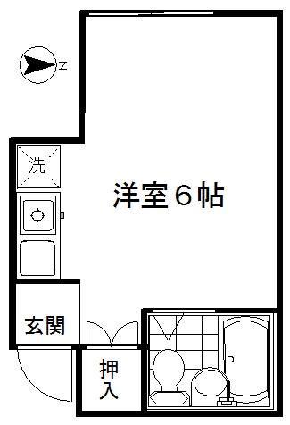 花井コーポ(ワンルーム/2階)の間取り写真