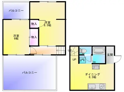 シャトールメール(2DK/5階)の間取り写真