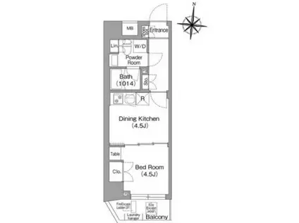 コンフォリア・リヴ木場イーストII(1DK/8階)の間取り写真