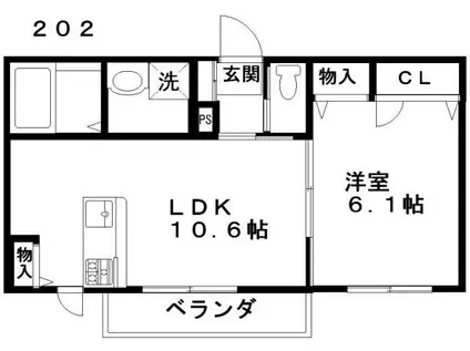 シャーメゾンフィオリータ(1LDK/2階)の間取り写真