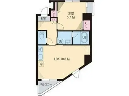 FARFALLA(1DK/5階)の間取り写真