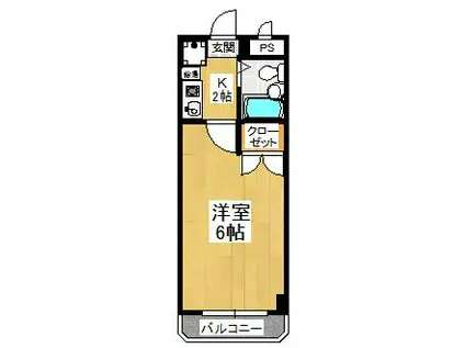 桃山グランドハイツ(1K/4階)の間取り写真