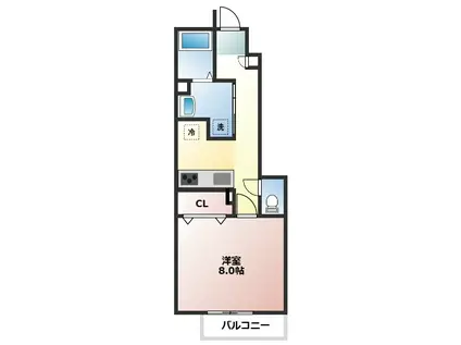 セレニティコートII(1K/1階)の間取り写真