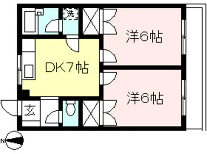 アルベール向ヶ丘(2DK/3階)の間取り写真