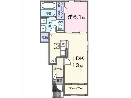 シェルトVIII(1LDK/1階)の間取り写真