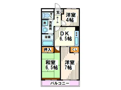 ファインコート府中(3DK/2階)の間取り写真