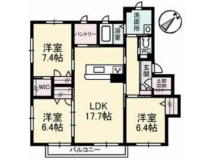 シャーメゾンアミスターIV(3LDK/2階)の間取り写真