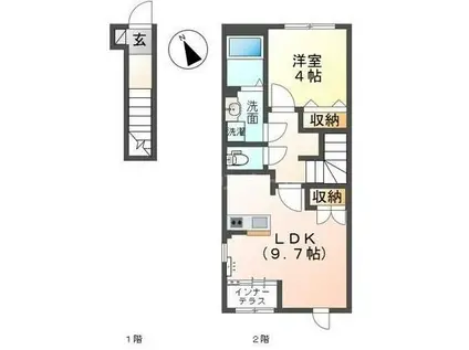 鎌ケ谷アパート(1LDK/2階)の間取り写真