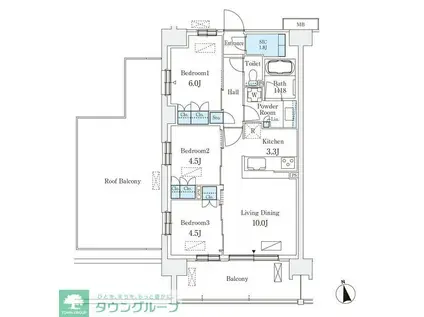 スカイグランデ津田沼(2SLDK/8階)の間取り写真