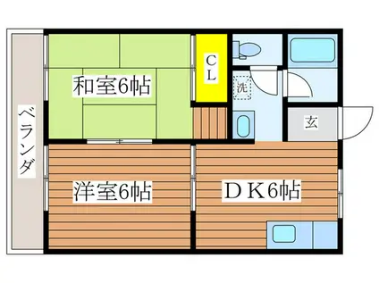 HILLS 2(2DK/1階)の間取り写真