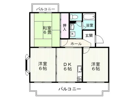 ヴィラ長者町(3DK/3階)の間取り写真