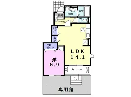フェリーチェI(1LDK/1階)の間取り写真