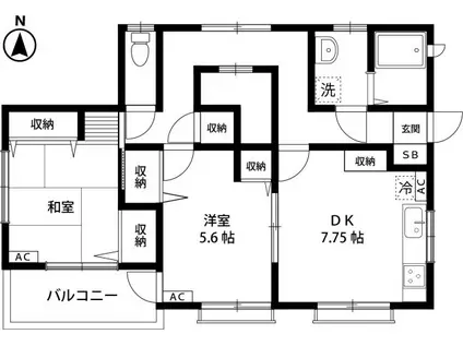 スカイハウス学園西町(2DK/2階)の間取り写真